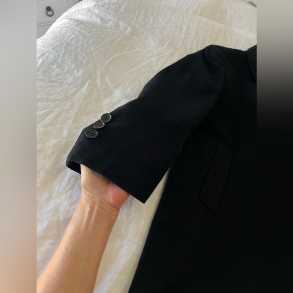 BOUCHERON Paris | Mens SZ 44 | Black Wool Cashmere Overcoat Jacket - Picture 5 of 11